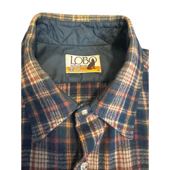 Vintage Lobo by Pendleton Wool Flannel Shirt XL – Plaid Elbow Patch Field Shirt - Picture 3 of 6